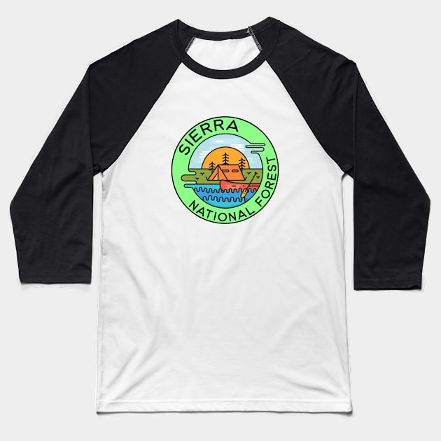 Sierra National Forest California Camping Canoe Baseball T-Shirt by DD2019